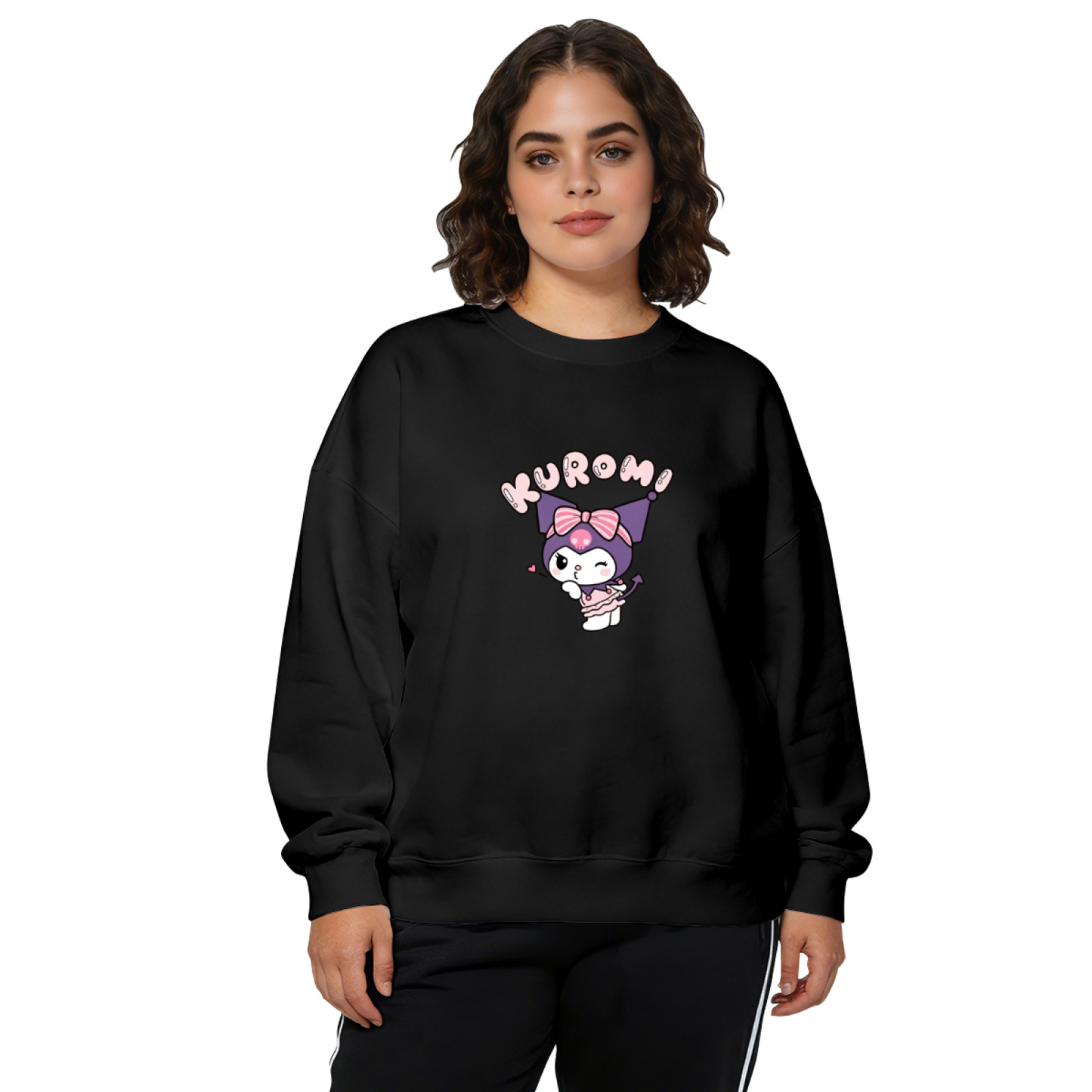Wink?Blow Kiss Kuromi Cartoon Crewneck Sweatshirt
