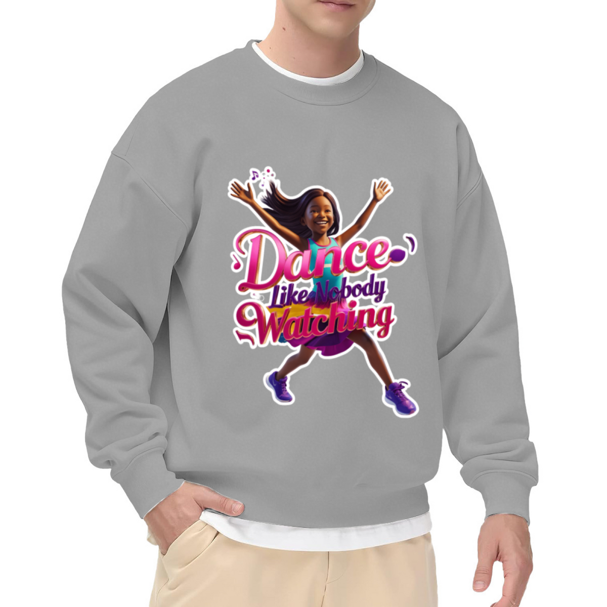 Dance Like Nobody's Watching Dancer Graphic Crewneck Sweatshirt | Colorful Dance Motivation Pullover, Dancer Gift Top