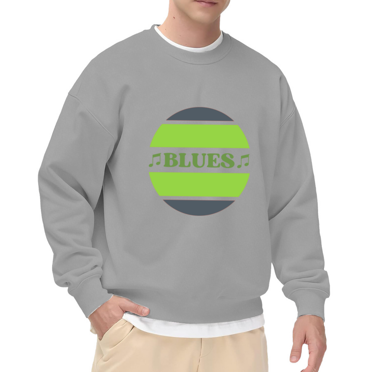 Blues Music Badge Crewneck Sweatshirt, Retro Vinyl Record Note Pullover, Blues Lover Gift