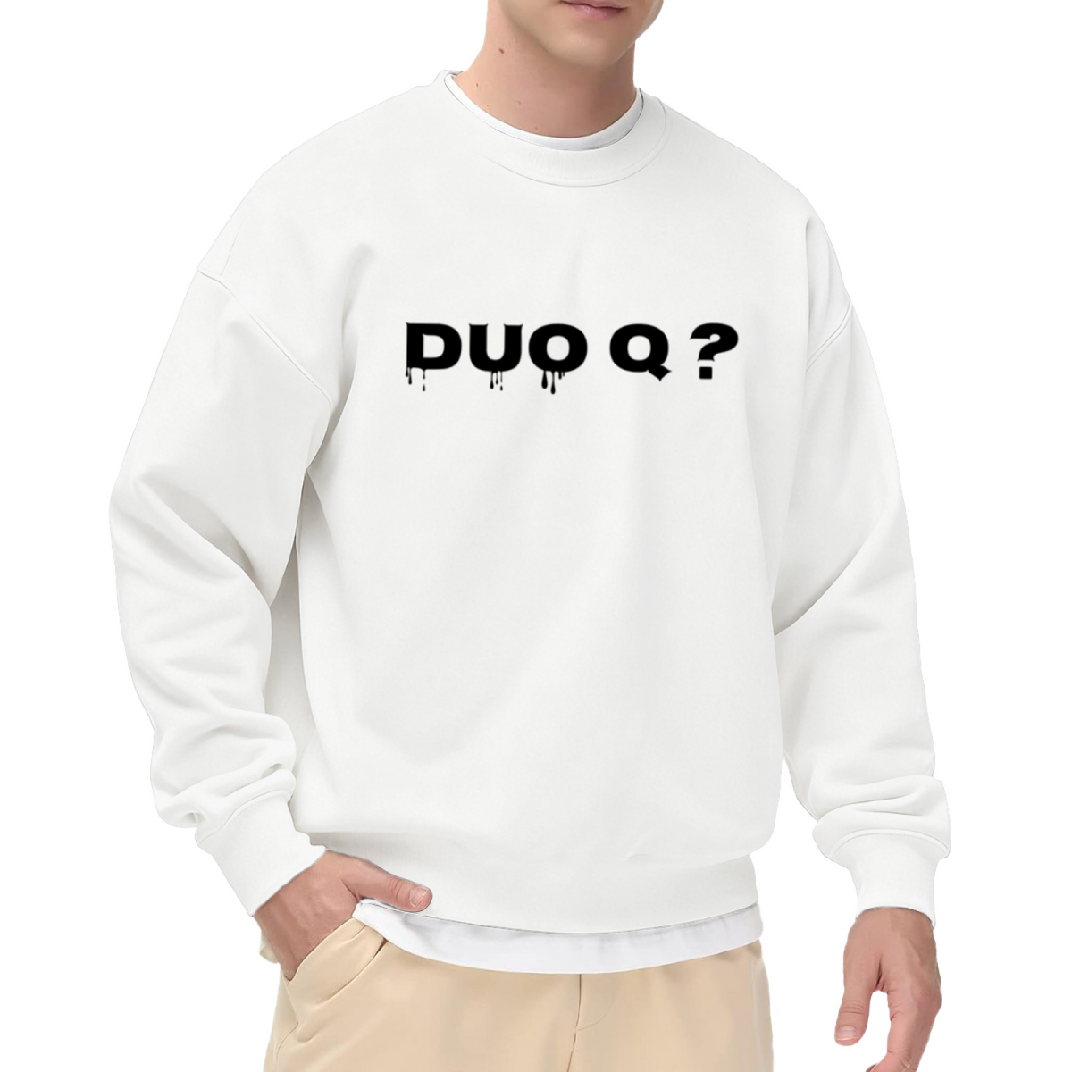 Duo Q Gaming Drip Letter Crewneck Sweatshirt | Multiplayer Streetwear Graphic Pullover, Gamer Duo Gift