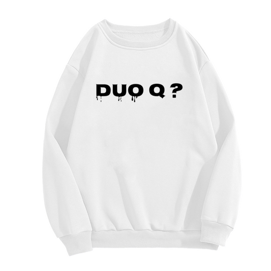 Duo Q Gaming Drip Letter Crewneck Sweatshirt | Multiplayer Streetwear Graphic Pullover, Gamer Duo Gift