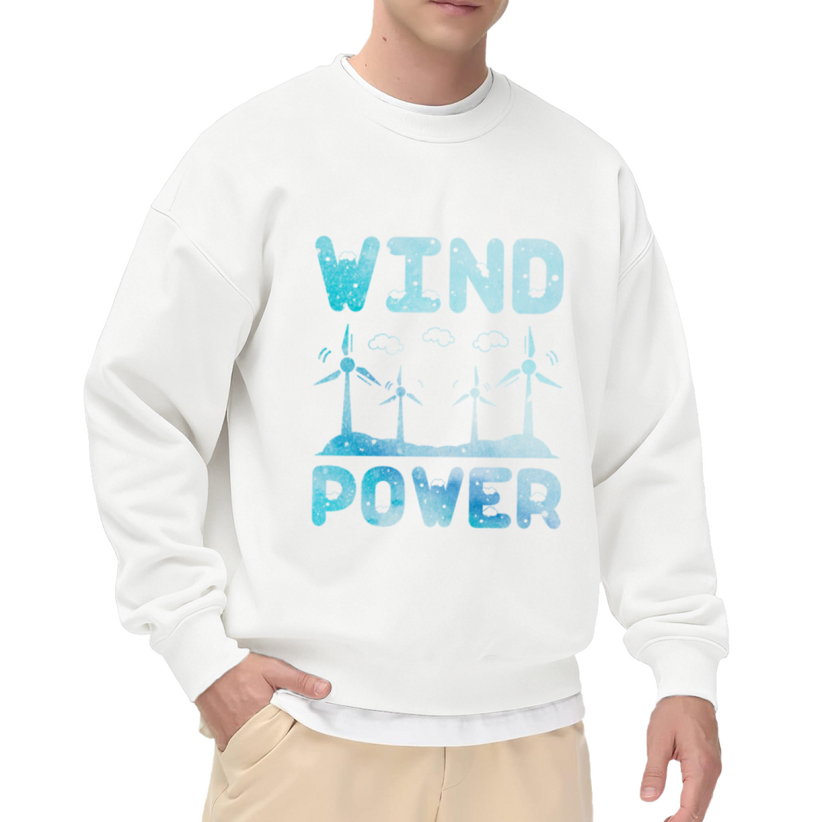 Wind Power Wind Turbines Crewneck Sweatshirt, Renewable Energy Graphic Pullover, Eco Engineer Gift