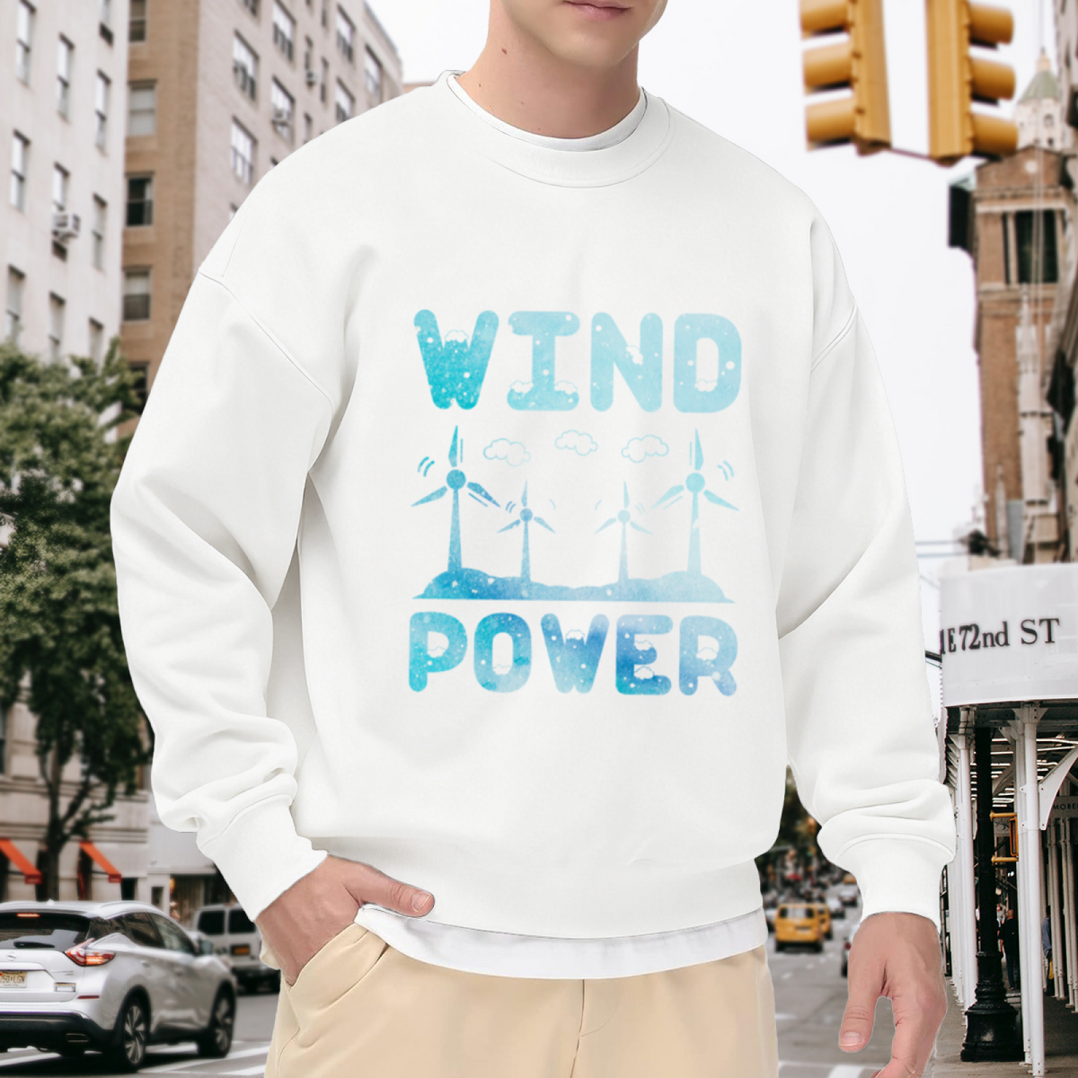 Wind Power Wind Turbines Crewneck Sweatshirt, Renewable Energy Graphic Pullover, Eco Engineer Gift