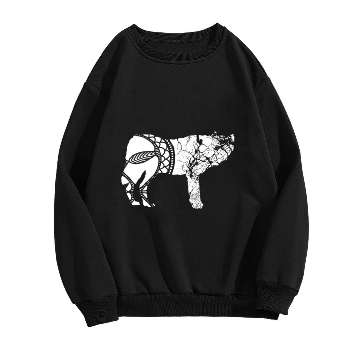 Mandala Sheep Silhouette Crewneck Sweatshirt, Ornate Pattern Animal Pullover, Boho Art Gift