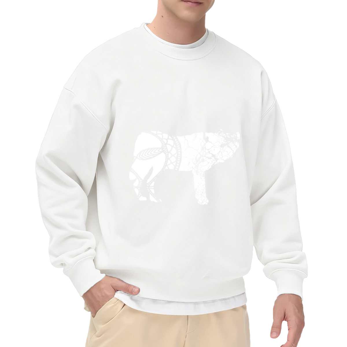 Mandala Sheep Silhouette Crewneck Sweatshirt, Ornate Pattern Animal Pullover, Boho Art Gift