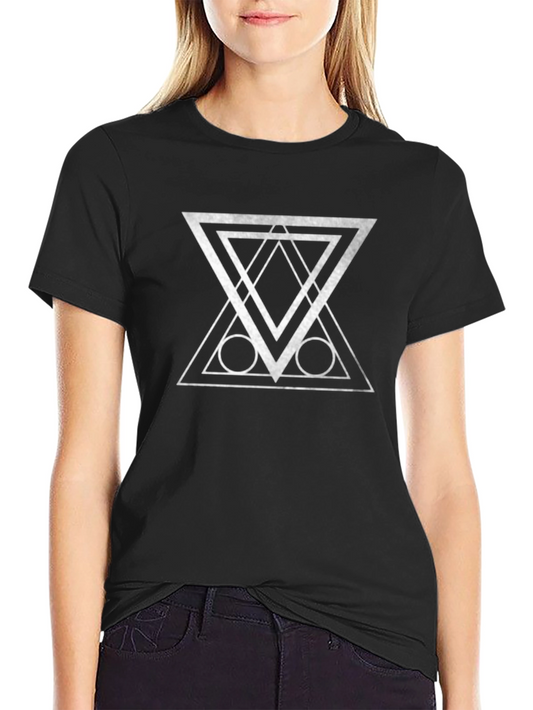 Geometric Graphic Print Black T-Shirt