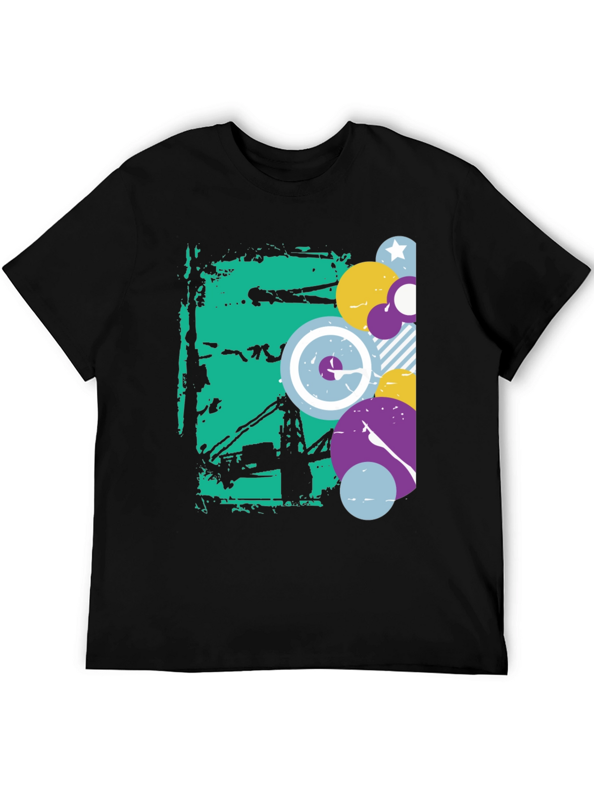 Abstract Graphic Black Crew Neck T-Shirt