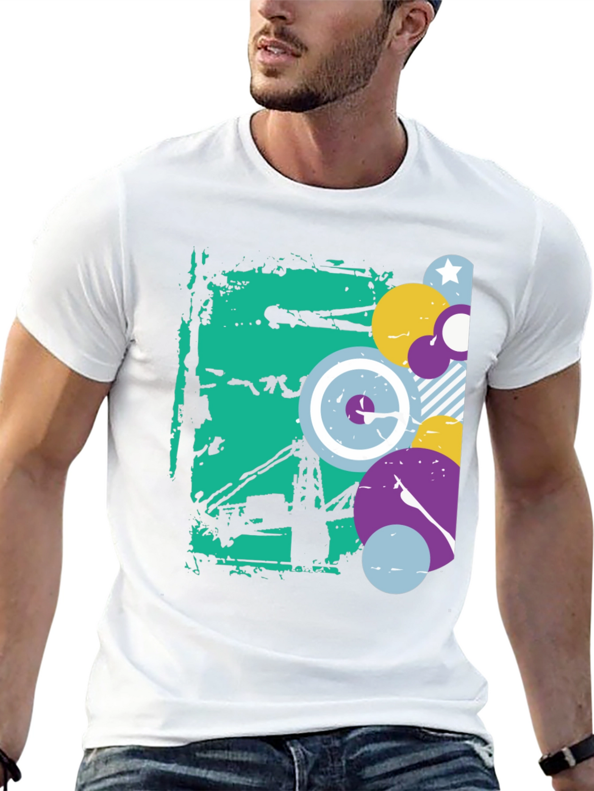 Abstract Graphic Black Crew Neck T-Shirt