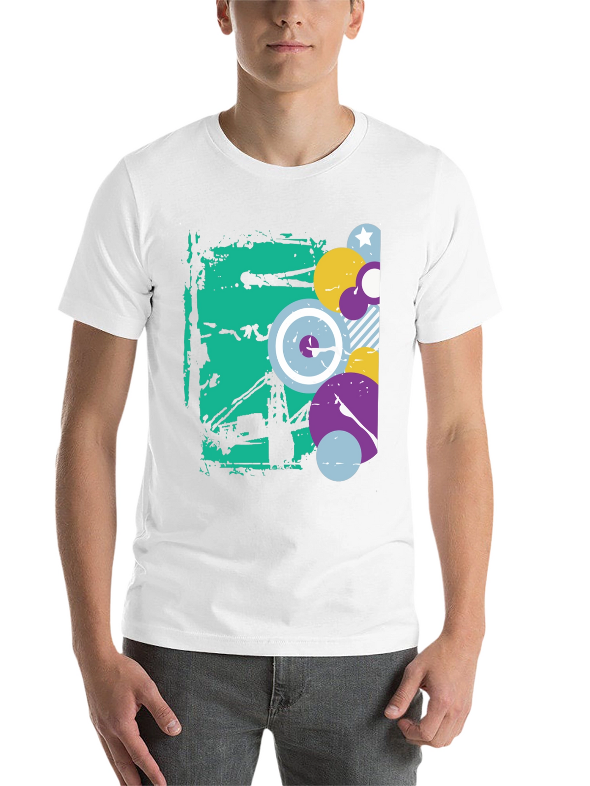 Abstract Graphic Black Crew Neck T-Shirt