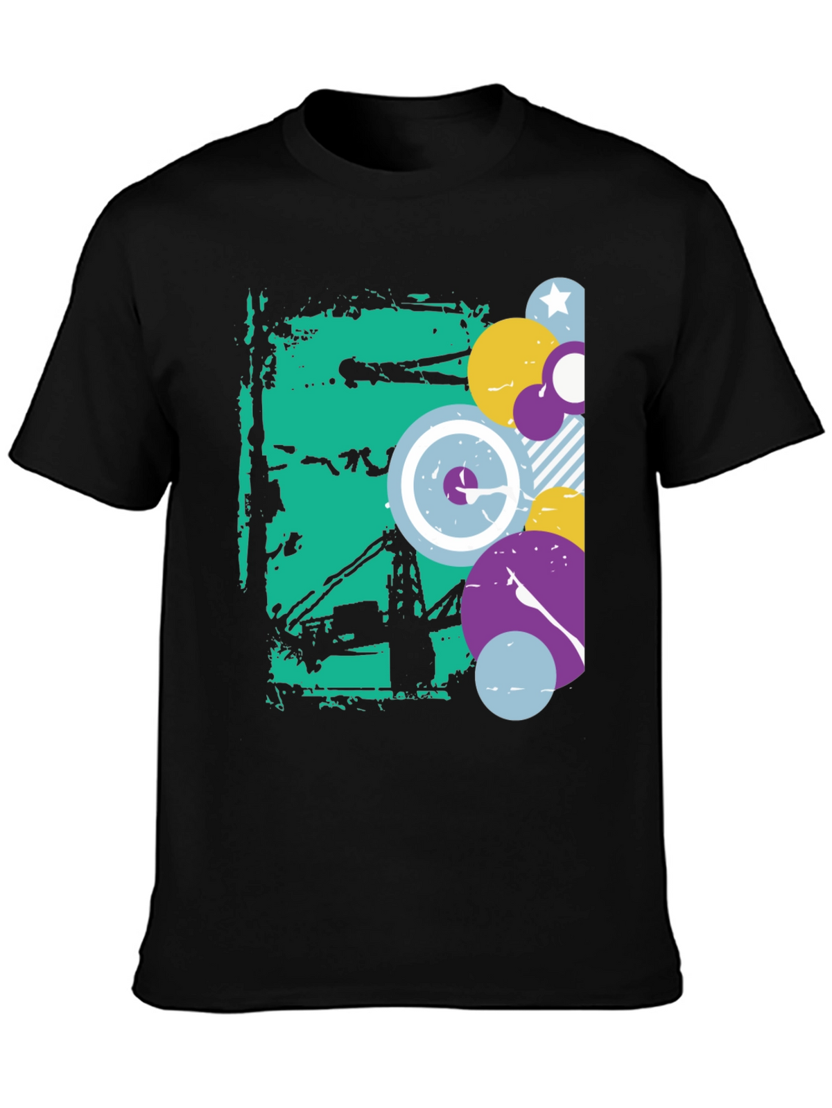 Abstract Graphic Black Crew Neck T-Shirt