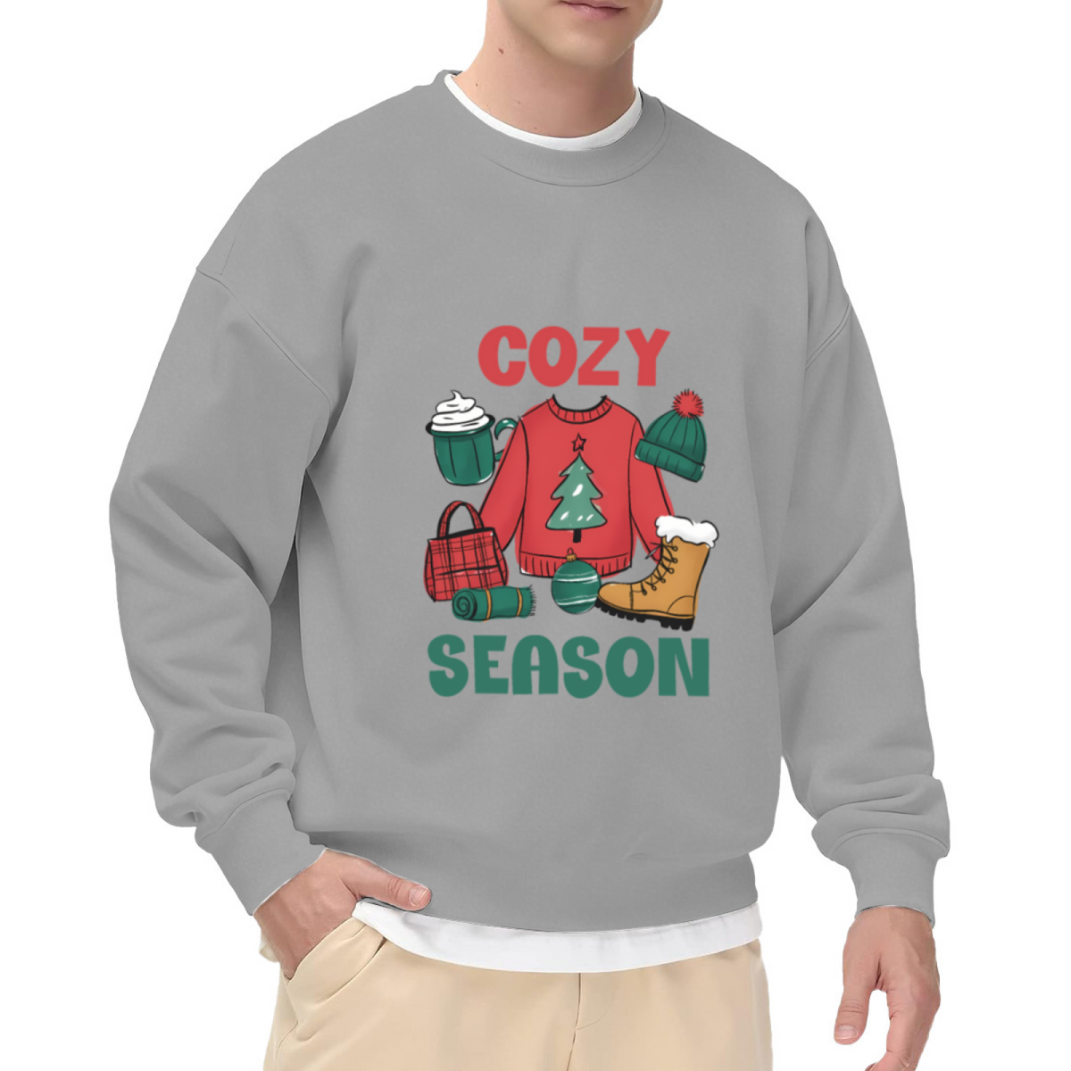 Cozy Season Crewneck Sweatshirt - Cute Christmas Hygge Graphic Pullover, Festive Winter Holiday Gift Top