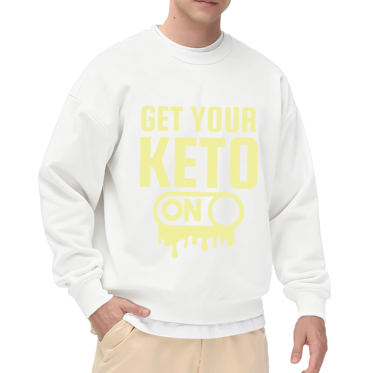 Get Your Keto On Toggle Switch Crewneck Sweatshirt | Funny Low Carb Diet Pullover, Keto Gift