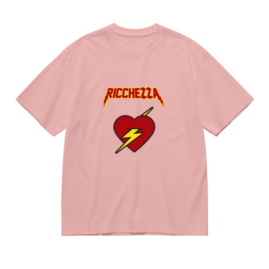 Ricchezza Lightning Bolt Red Heart Pink Tee