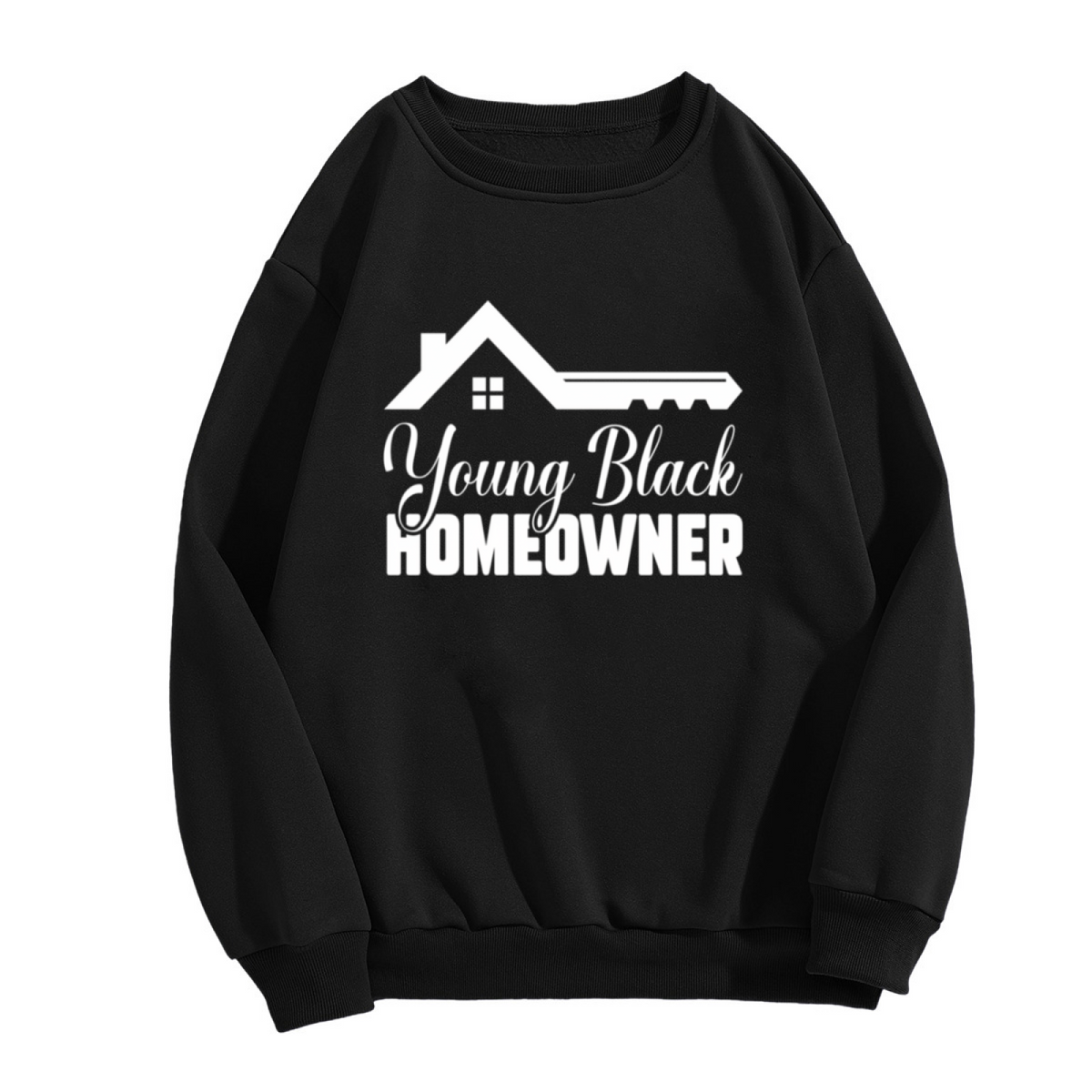 Young Black Homeowner House Key Graphic Crewneck Sweatshirt | Milestone Homeownership Pride Pullover, New Home Gift