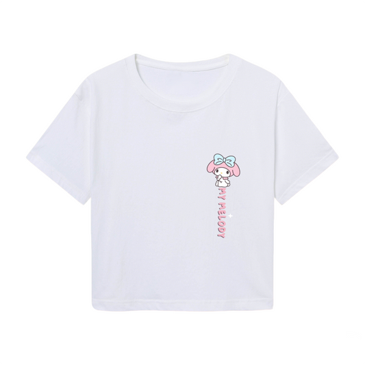 Playful Smurf Back?View Red Crop Top Fun Cartoon Character Cropped T?Shirt