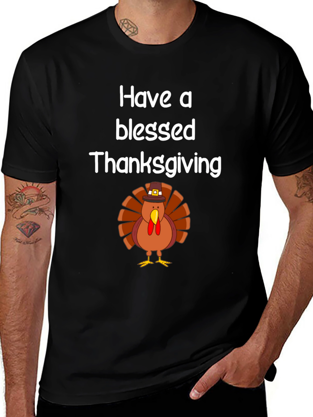 Blessed Thanksgiving Turkey Graphic T-Shirt