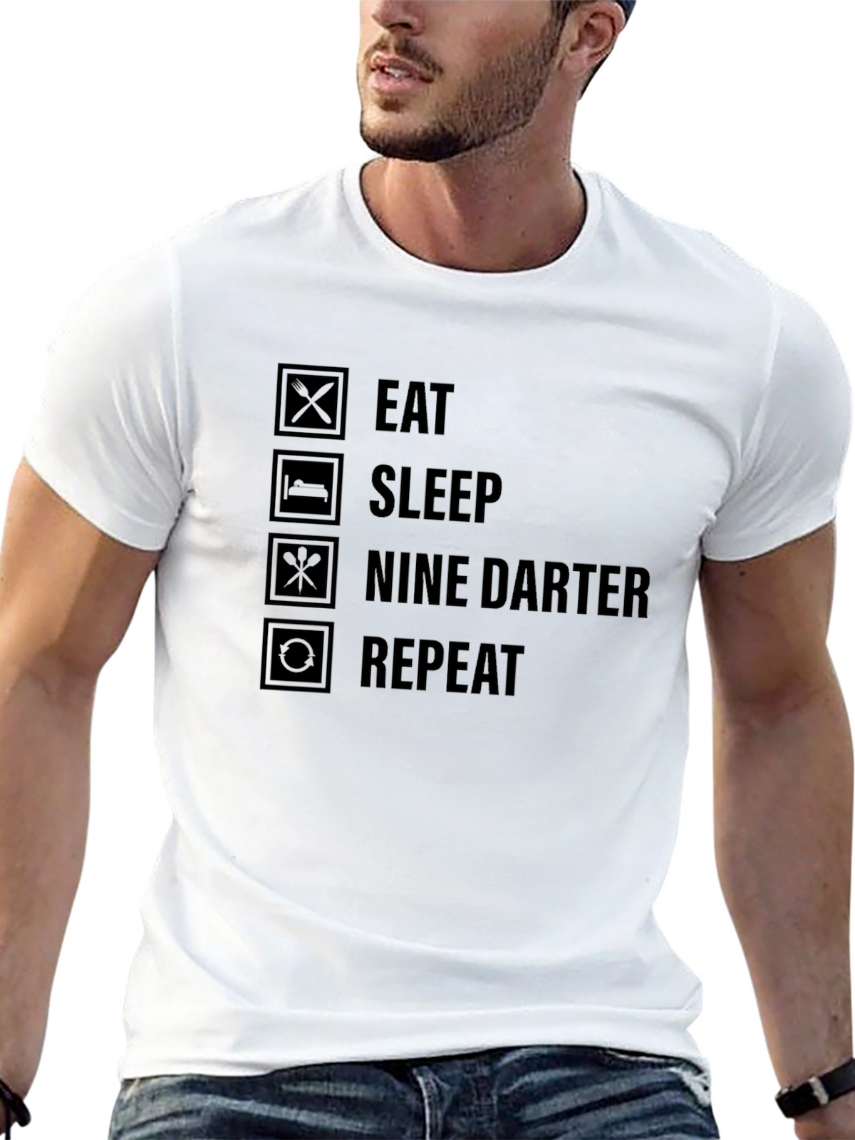 Eat Sleep Nine Darter Repeat Black T-Shirt