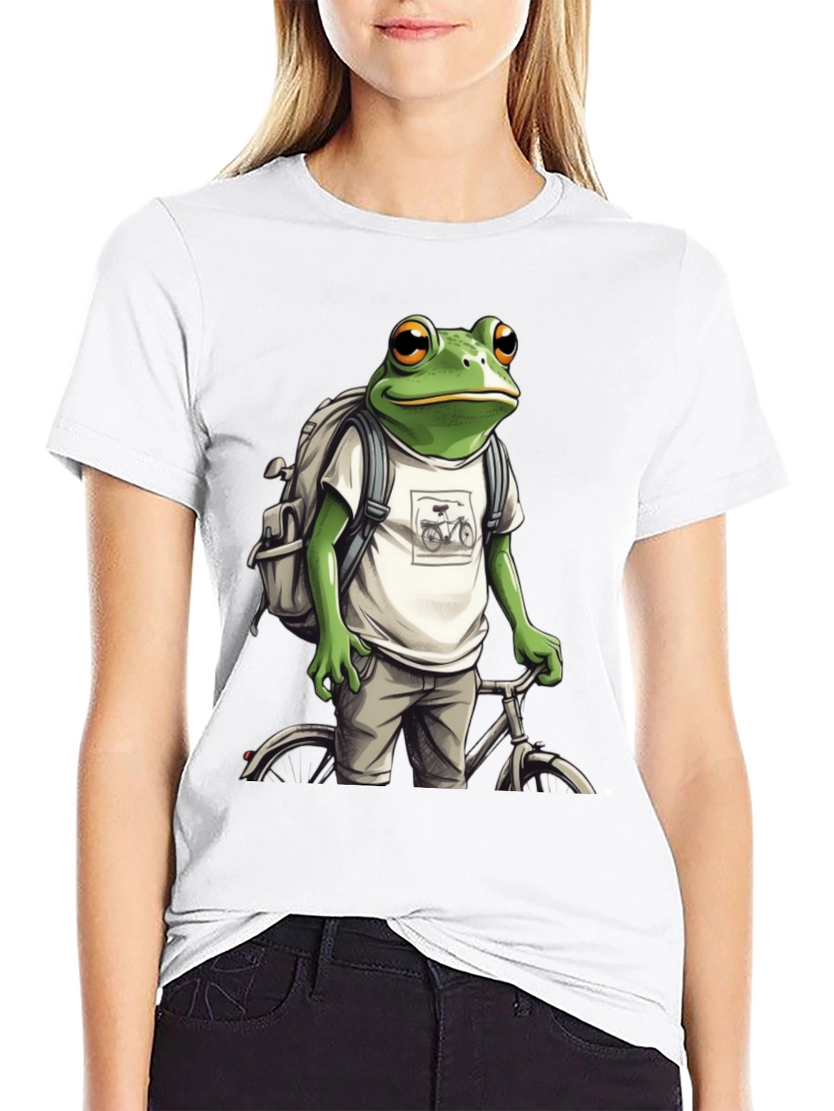 Frog on Bike T-Shirt - Quirky Animal Tee