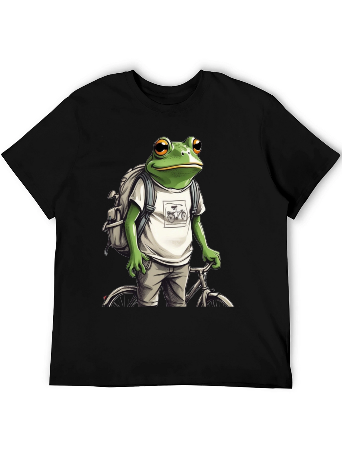 Frog on Bike T-Shirt - Quirky Animal Tee