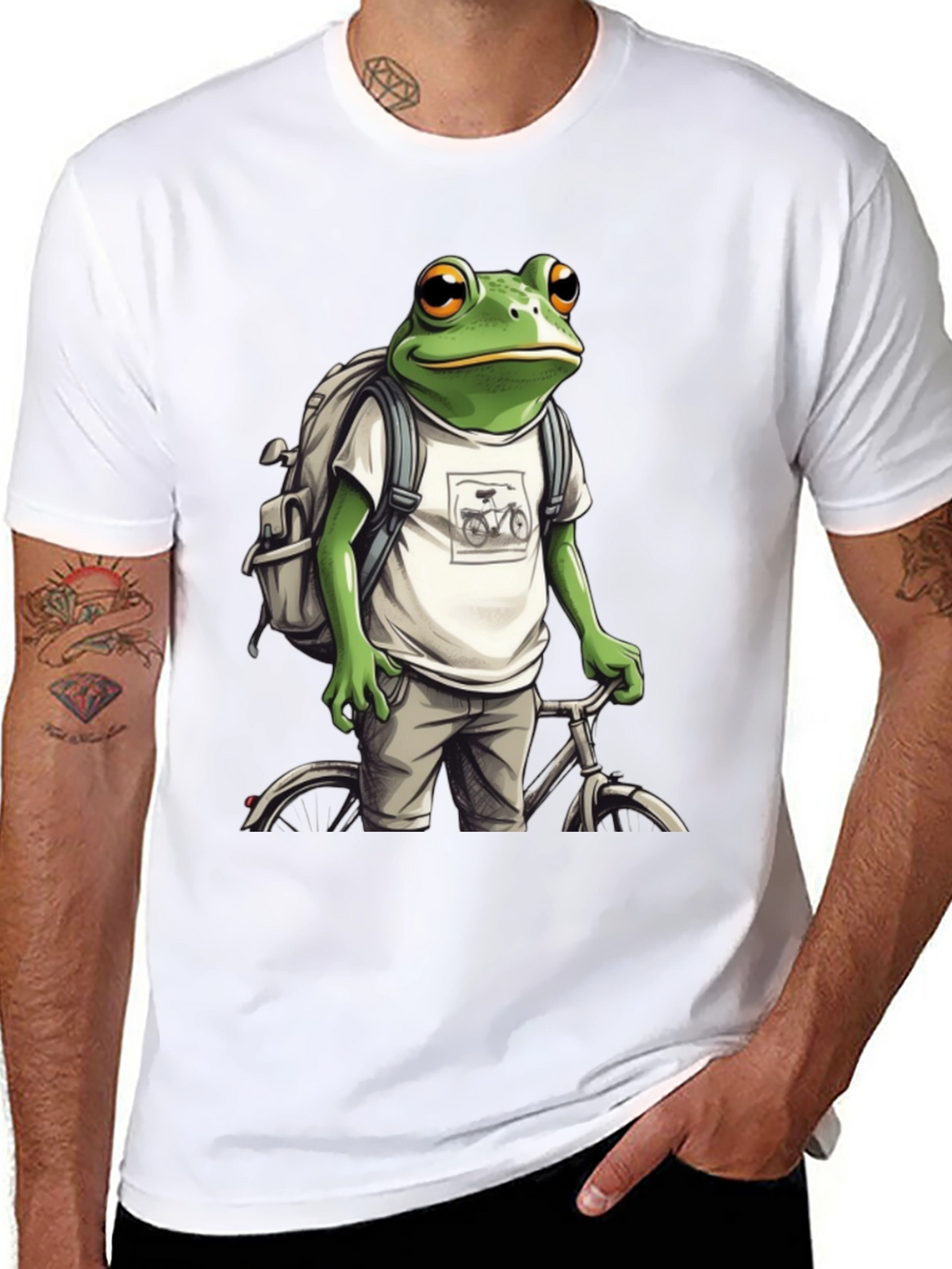 Frog on Bike T-Shirt - Quirky Animal Tee