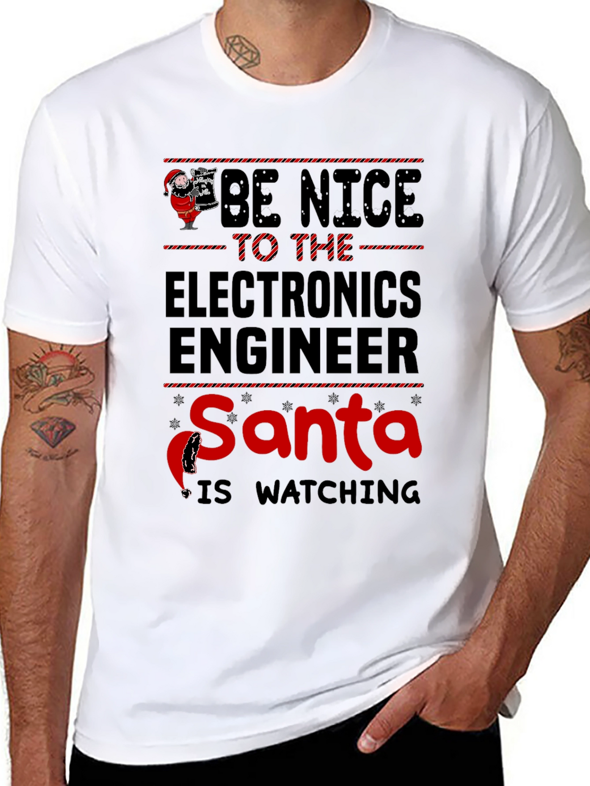 Be Nice to the Electronics Engineer Santa T-Shirt