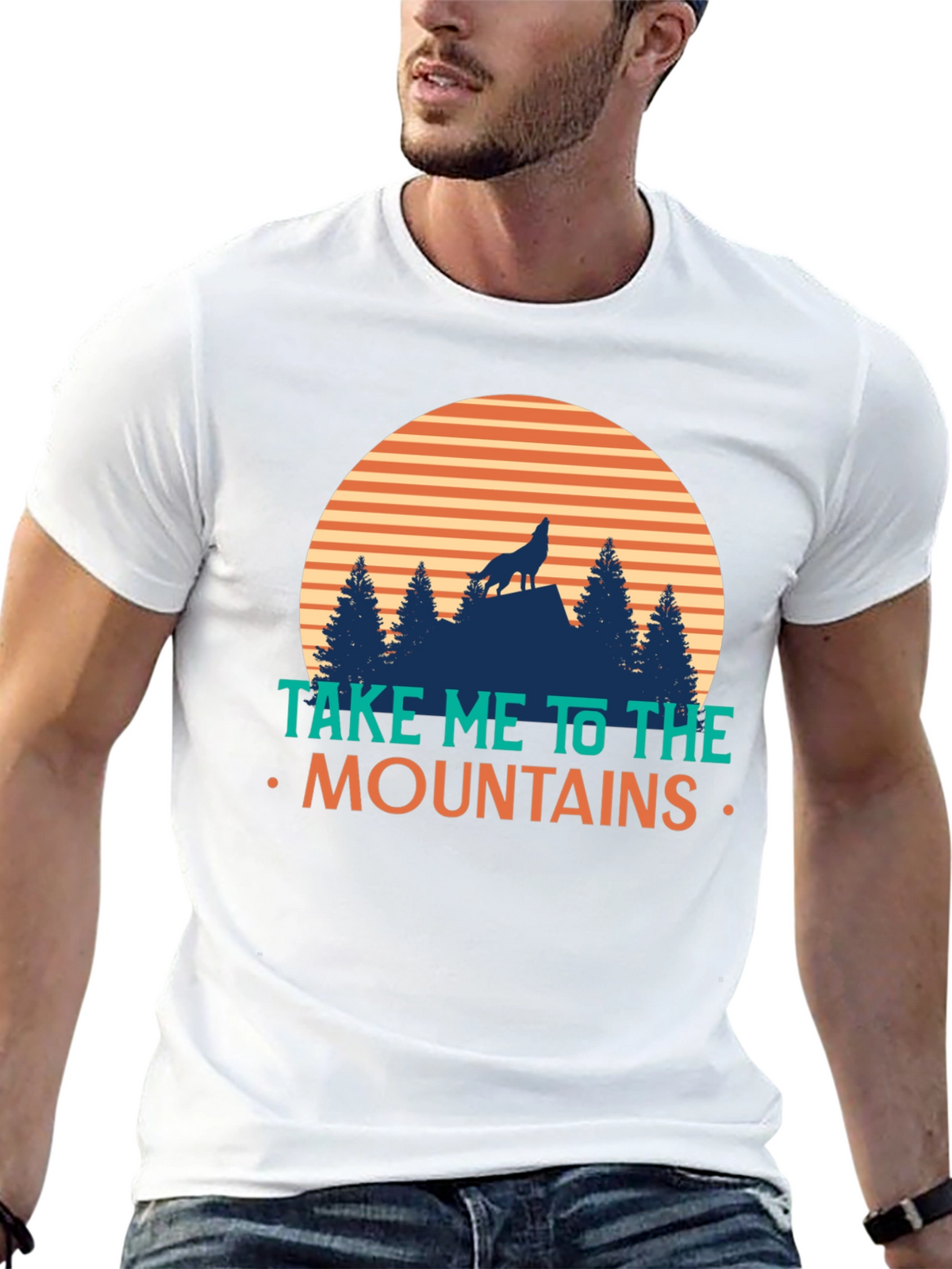 Take Me To The Mountains T-Shirt - Wolf Design