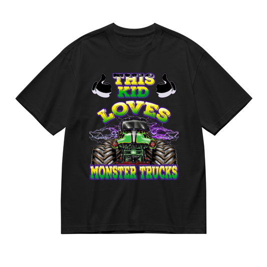 This Kid Loves Monster Trucks Retro Racing Graphic T-Shirt