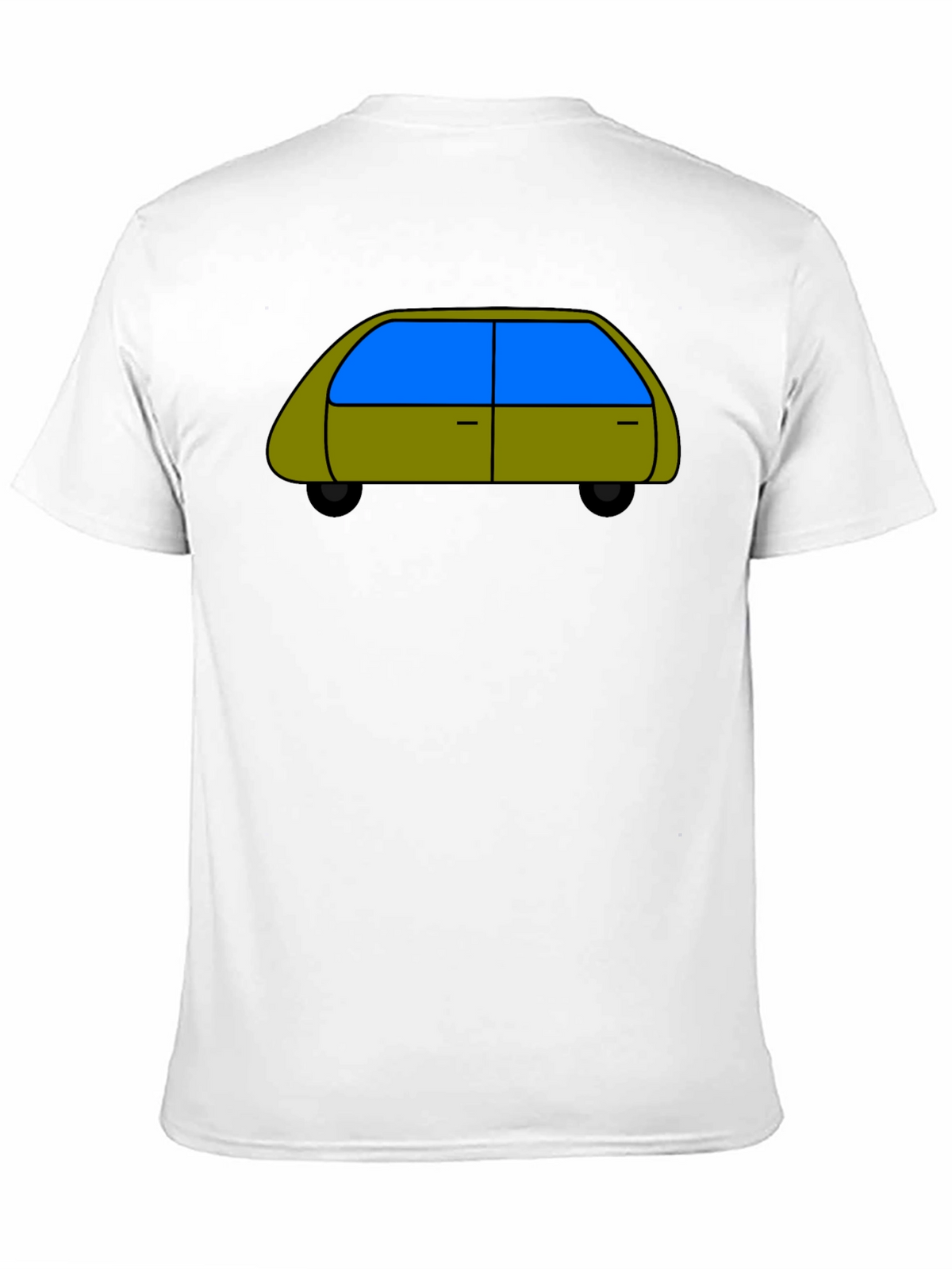Cartoon Car Graphic Tee - Black Cotton T-Shirt