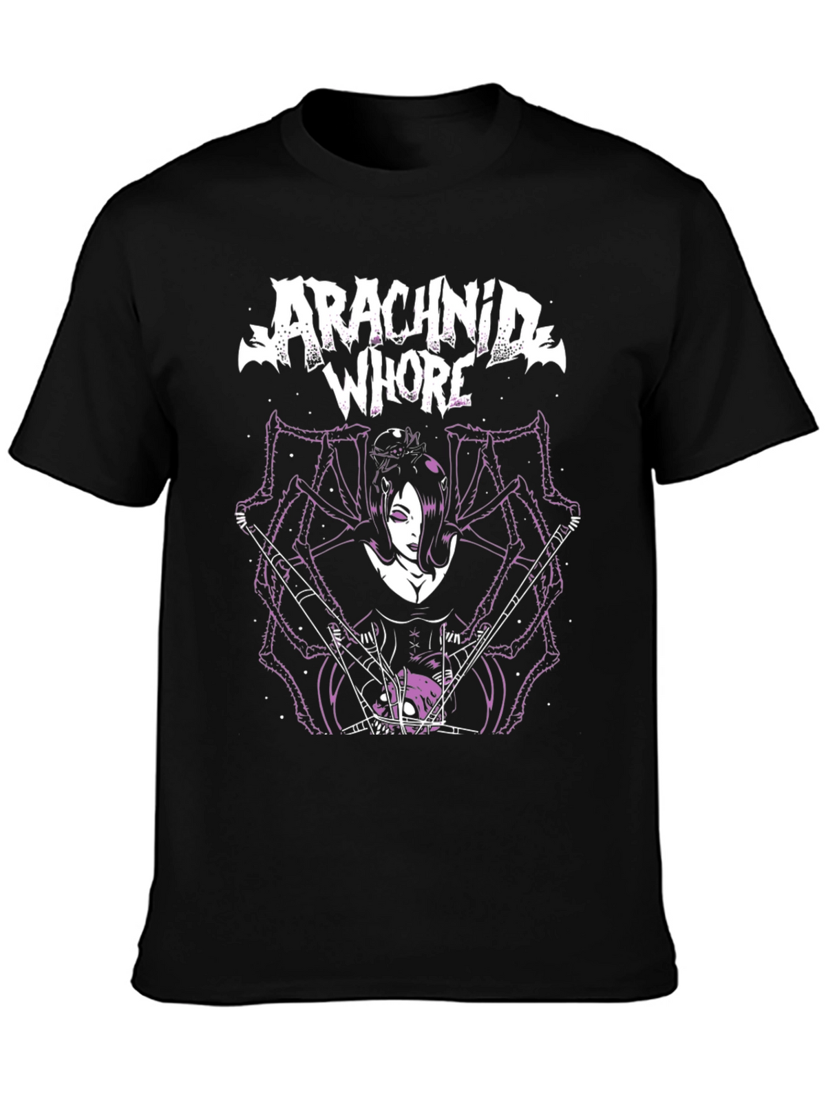 Arachnid Whore Graphic Tee - Black Cotton T-Shirt