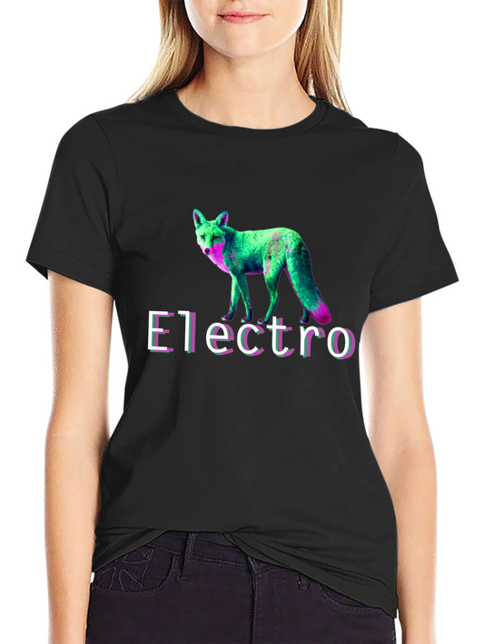 Electro Fox Graphic Tee - Stylish Black T-Shirt