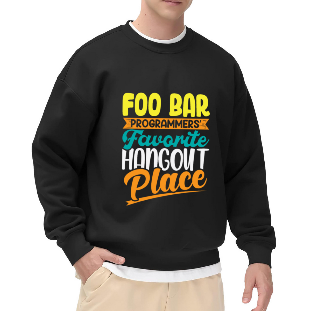 Foo Bar Programmers Favorite Hangout Crewneck Sweatshirt, Coding Developer Pullover, Programmer Gift