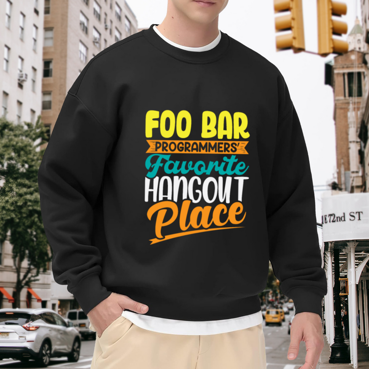 Foo Bar Programmers Favorite Hangout Crewneck Sweatshirt, Coding Developer Pullover, Programmer Gift