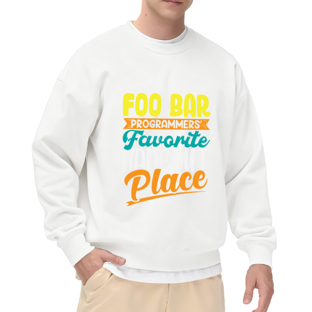 Foo Bar Programmers Favorite Hangout Crewneck Sweatshirt, Coding Developer Pullover, Programmer Gift
