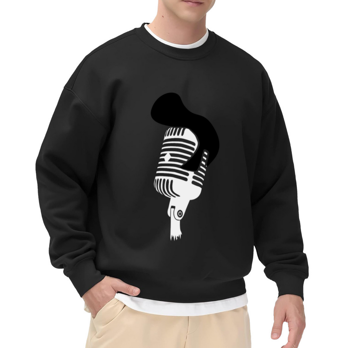 Vintage Microphone Drip Crewneck Sweatshirt, Retro Music Singer Graphic Pullover, Music Lover Gift