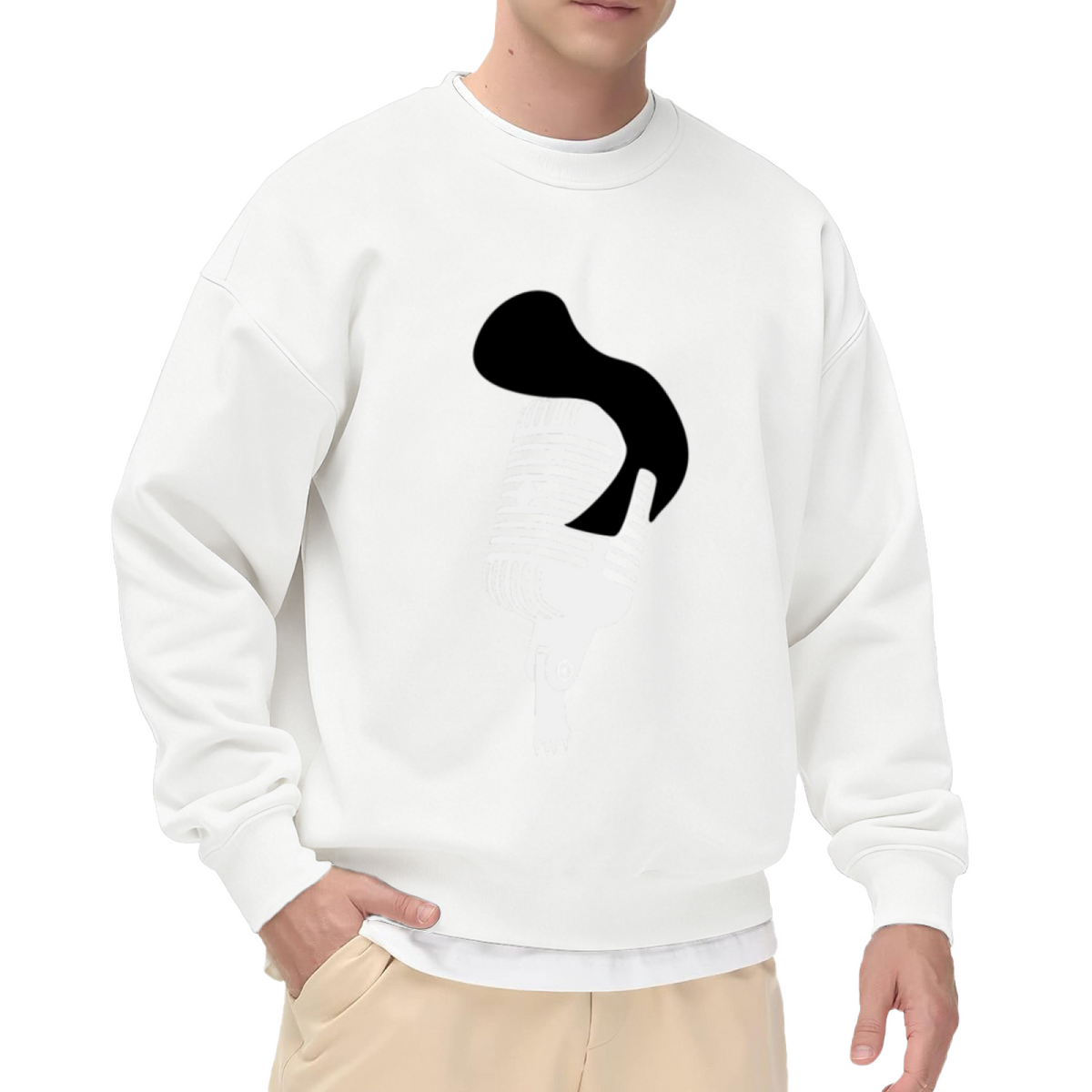 Vintage Microphone Drip Crewneck Sweatshirt, Retro Music Singer Graphic Pullover, Music Lover Gift