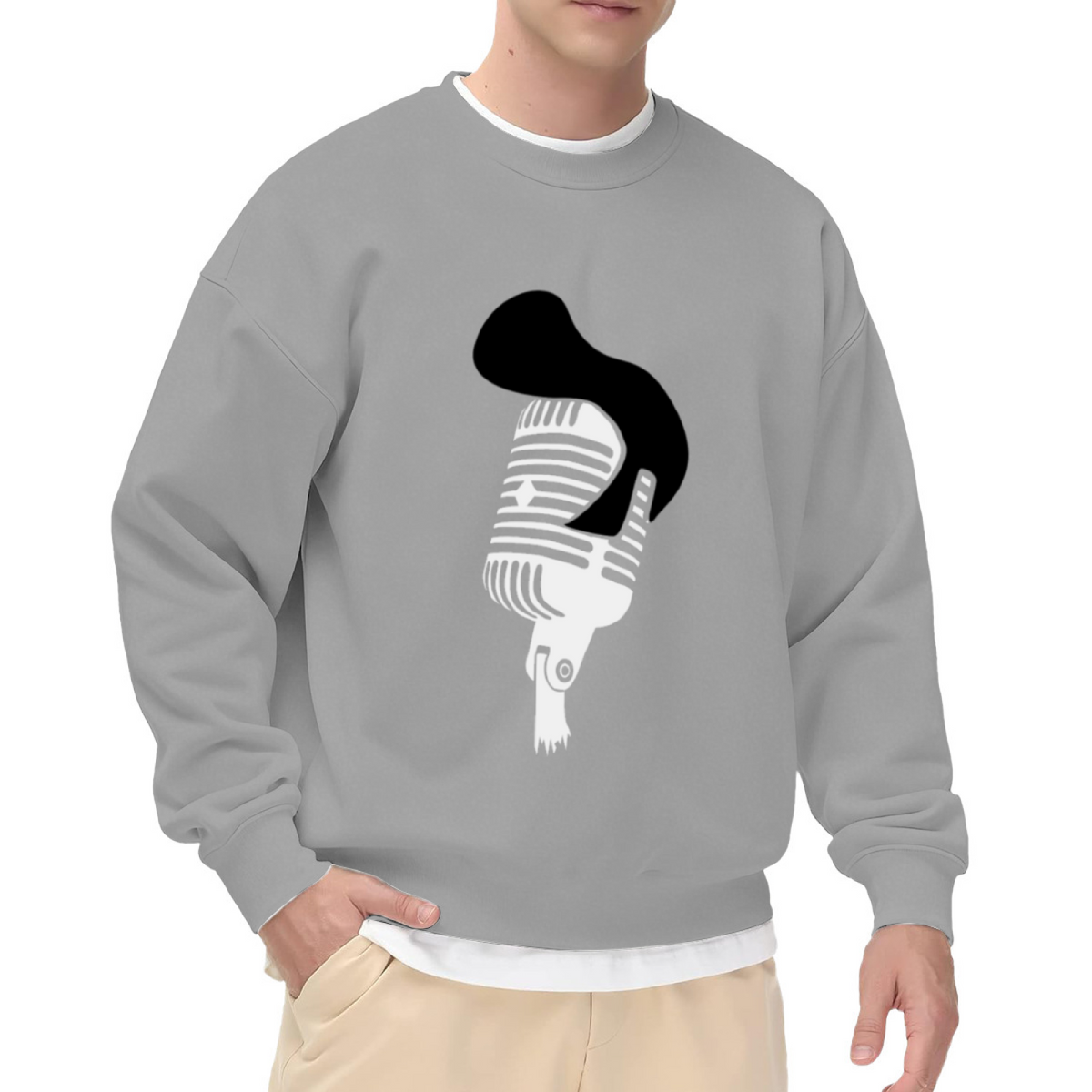Vintage Microphone Drip Crewneck Sweatshirt, Retro Music Singer Graphic Pullover, Music Lover Gift