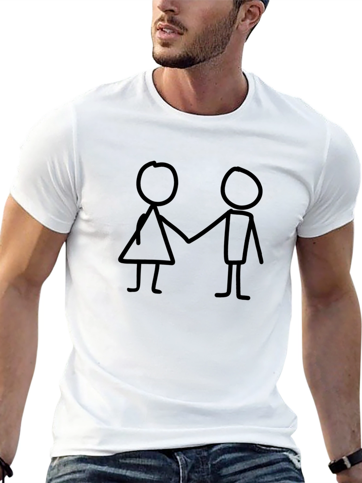 Stick Figure Couple Black T-Shirt