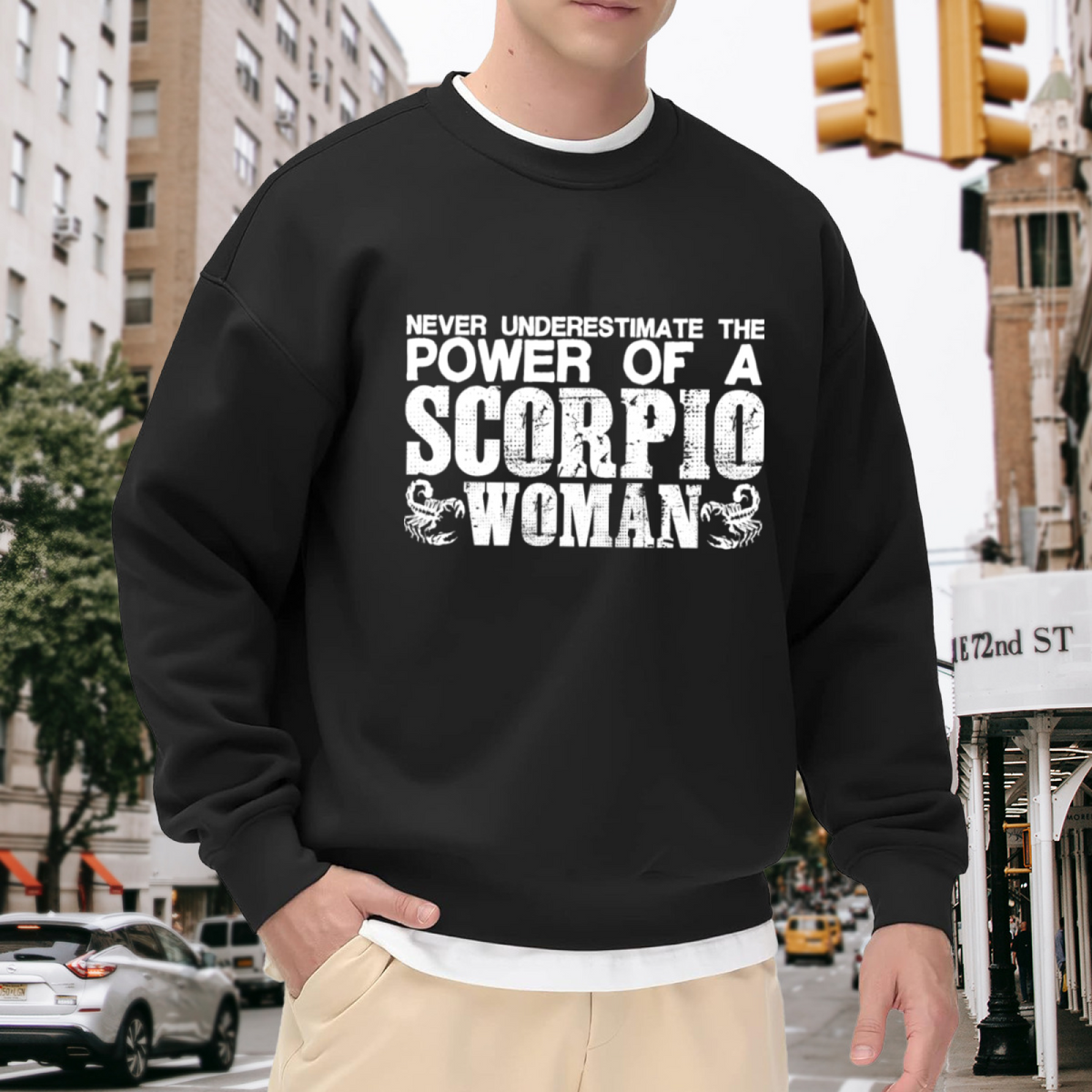 Never Underestimate The Power Of A Scorpio Woman Zodiac Crewneck Sweatshirt | Scorpio Astrology Grunge Pullover, Birthday Gift