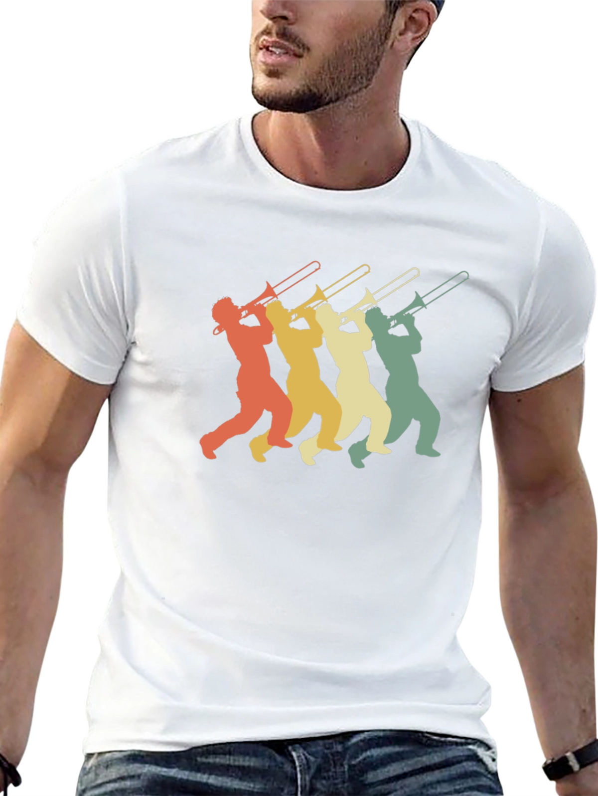 Retro Trombone Player Graphic T-Shirt