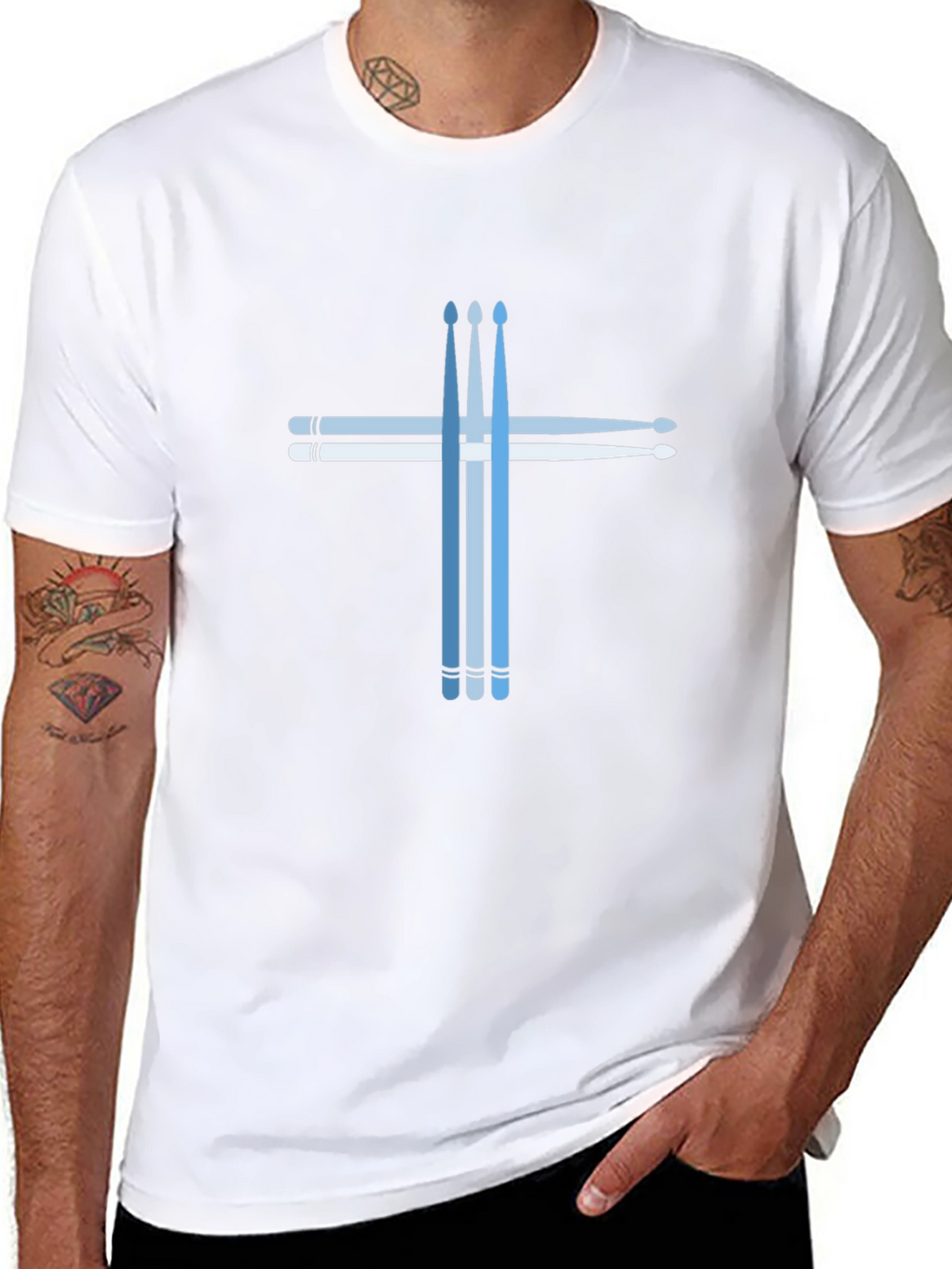 Drumstick Cross Graphic Tee - Black Cotton T-Shirt