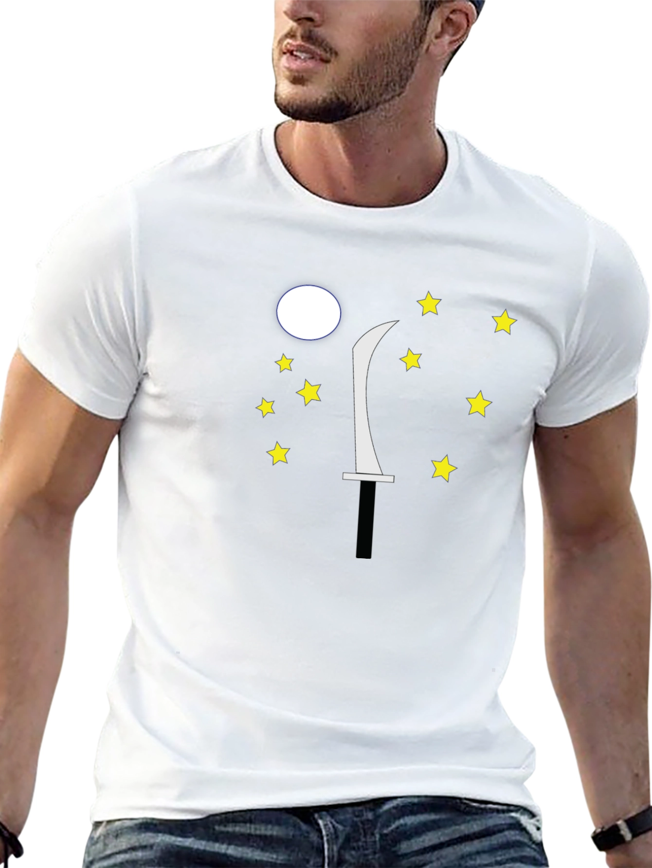 Moon Sword Star Graphic Black T-Shirt