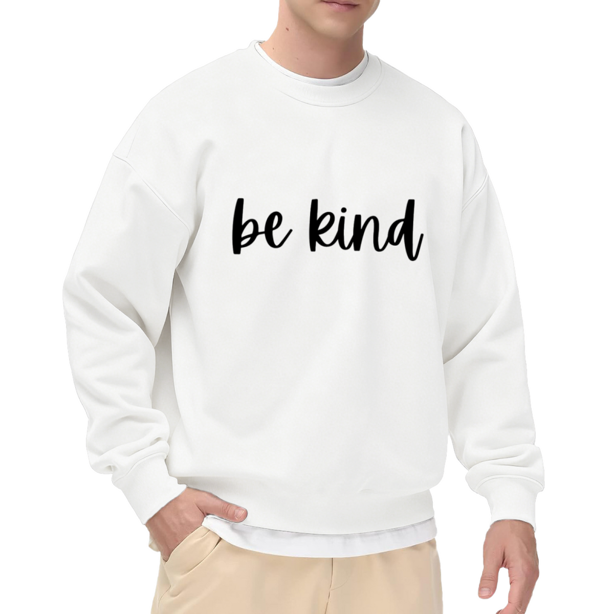 Be Kind Hand-Lettered Script Crewneck Sweatshirt | Positive Minimalist Casual Kindness Sweatshirt