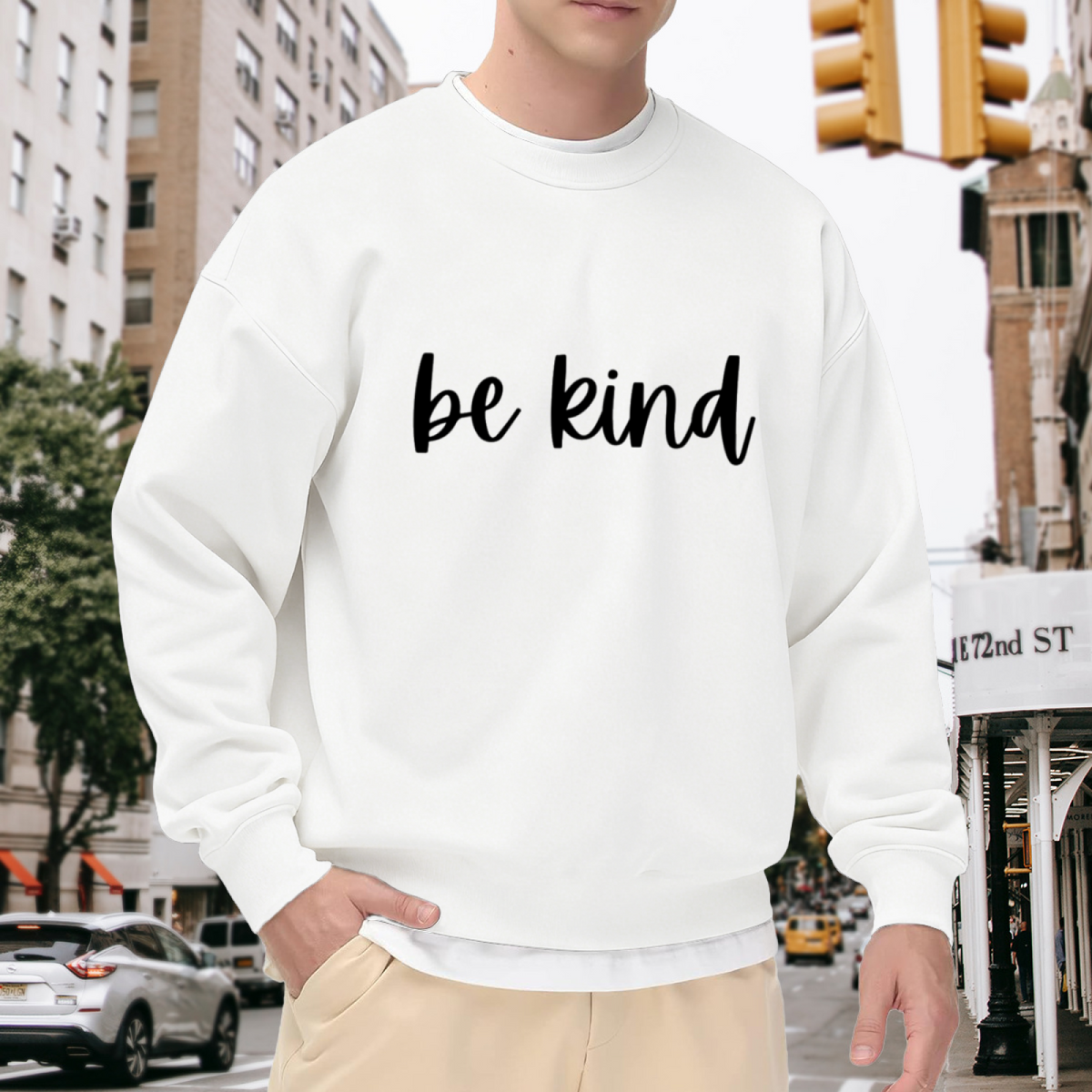 Be Kind Hand-Lettered Script Crewneck Sweatshirt | Positive Minimalist Casual Kindness Sweatshirt