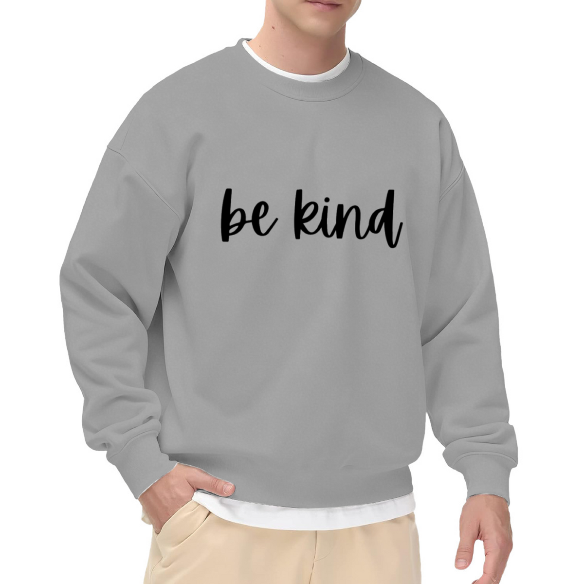 Be Kind Hand-Lettered Script Crewneck Sweatshirt | Positive Minimalist Casual Kindness Sweatshirt