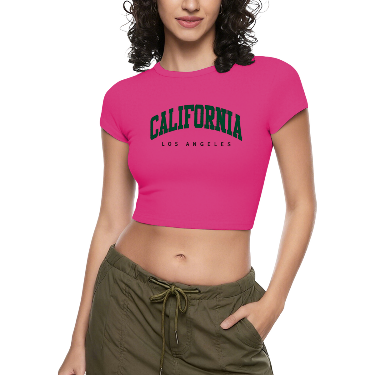 California Los Angeles Retro Varsity White Crop Top ¨C Vintage LA College Tee