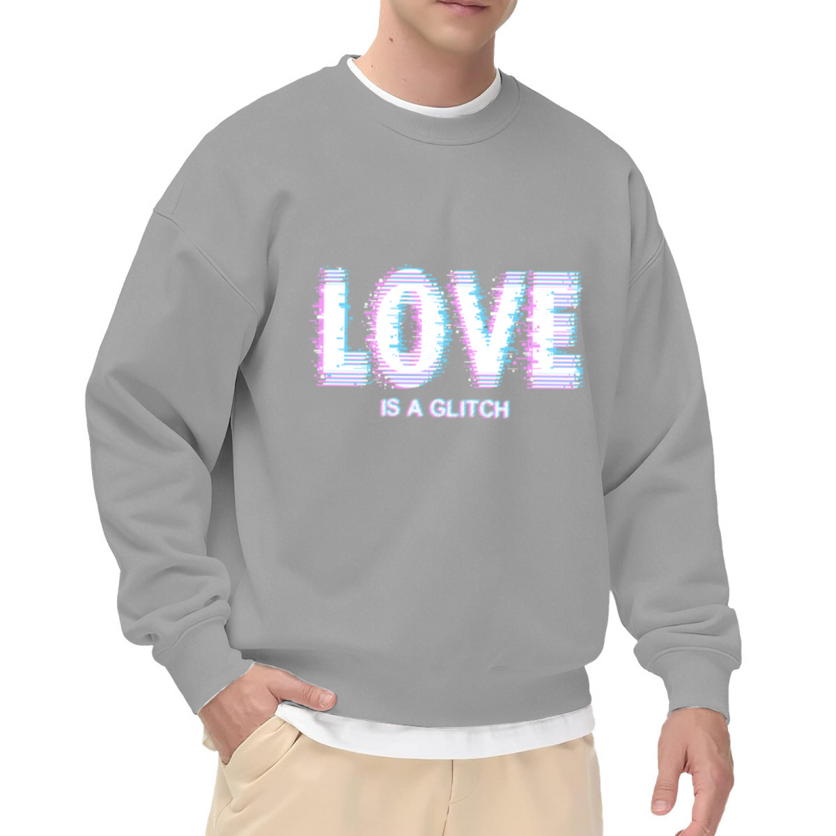Love Is A Glitch Digital Glitch Art Crewneck Sweatshirt | Chromatic Aberration Cyberpunk Pullover, Edgy Gift