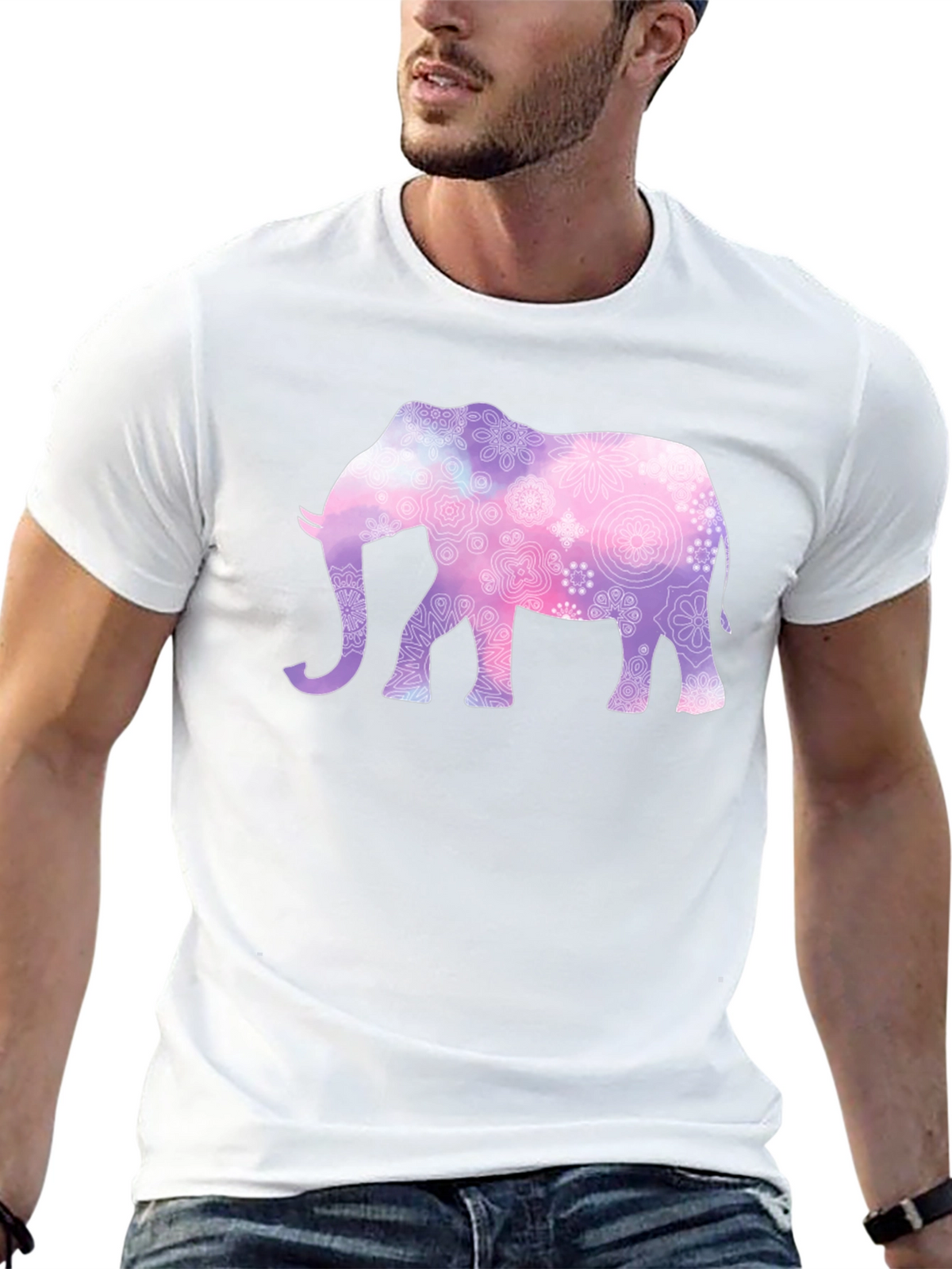 Elephant Mandala Graphic Tee - Mens Black T-Shirt