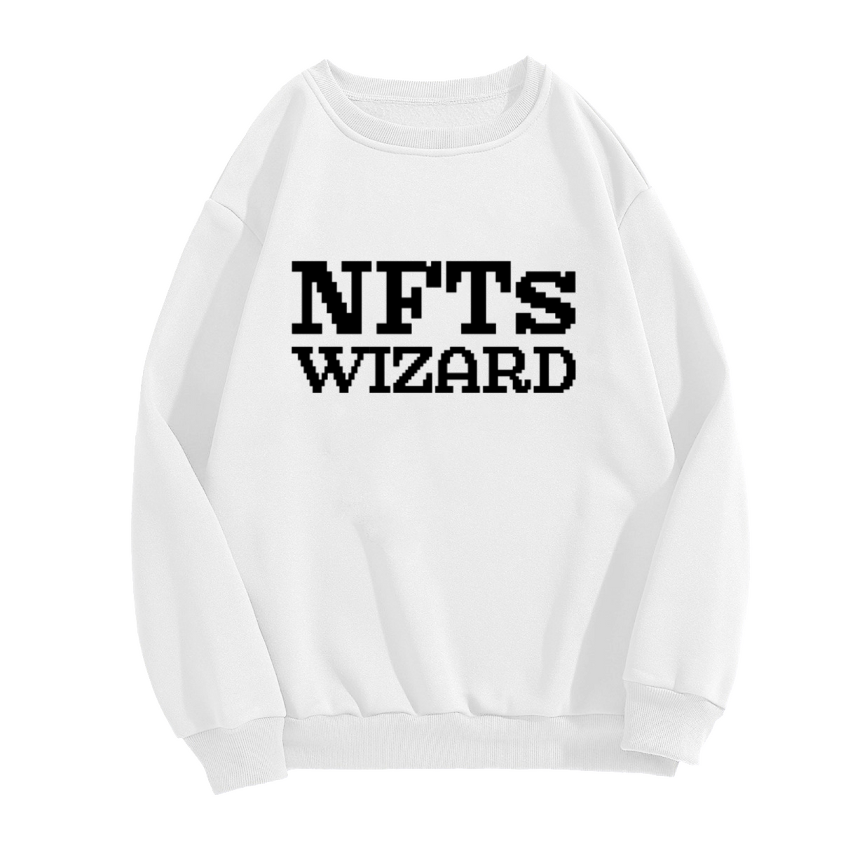NFTs Wizard Sweatshirt | Retro Pixel Art Graphic Crewneck, Crypto NFT Pullover Top, Digital Art Gift for Collectors Geeks
