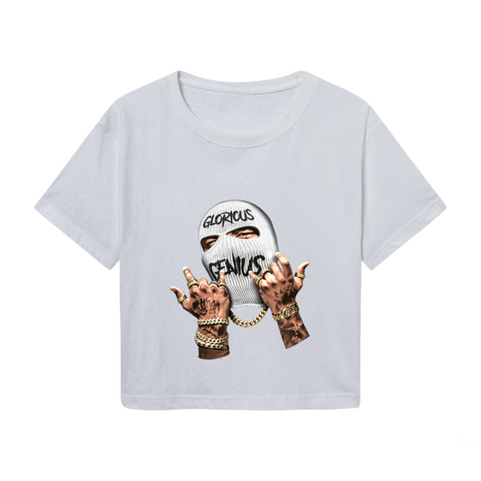 Glorious Genius Balaclava Streetwear Grey Crop Top