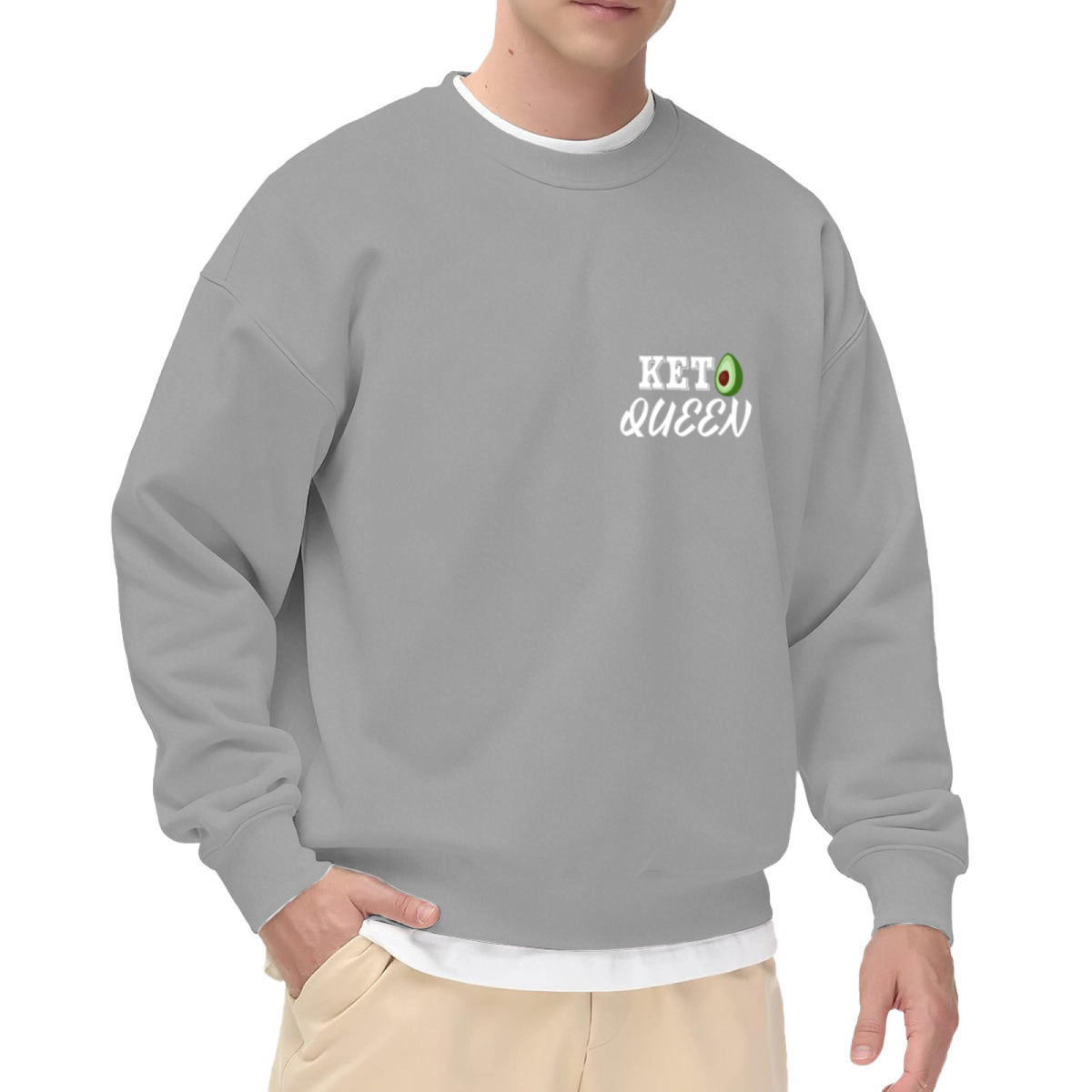 Keto Queen Avocado Crewneck Sweatshirt | Funny Diet Lettering Pullover, Cute Avocado Graphic Top, Healthy Lifestyle Gift for Her